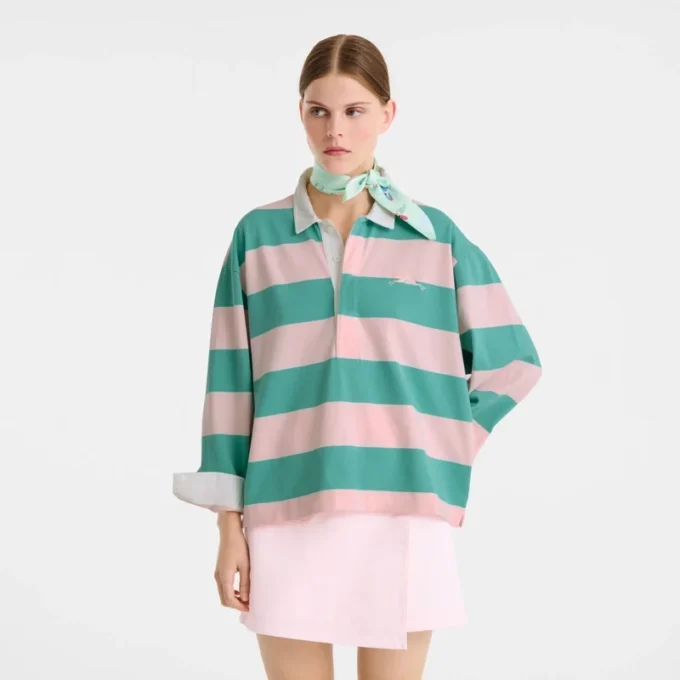 Ballerina/Mint – Striped jersey Polo shirt Ballerina/Mint – Striped jersey Polo shirt