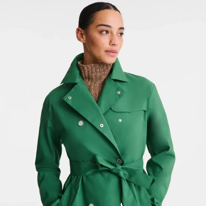 British Green – Water-repellent technical canvas Trench coat