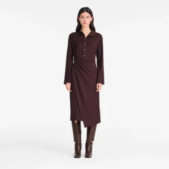 Burgundy – Crepe Dress