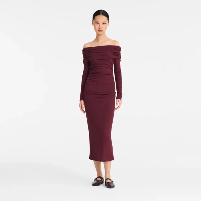 Burgundy – Crepe jersey Long dress Burgundy – Crepe jersey Long dress