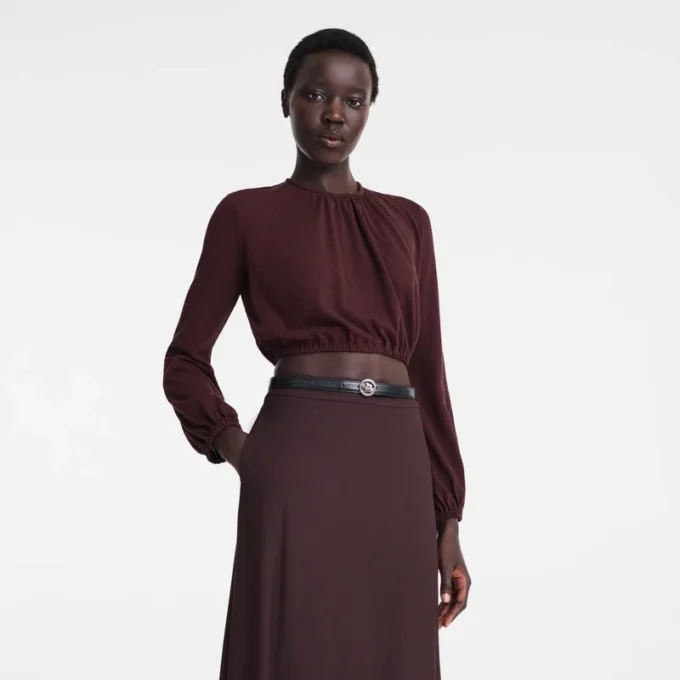 Burgundy – Crepe jersey Top