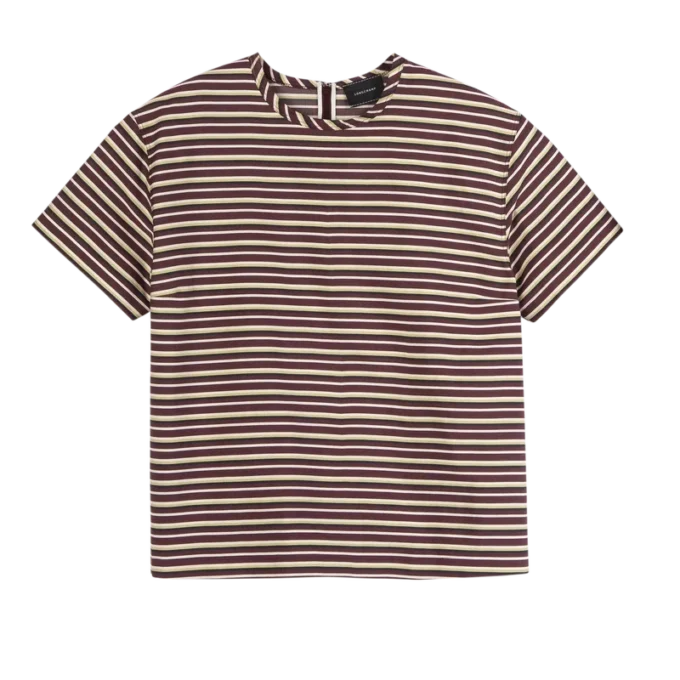 Burgundy – Striped poplin T-shirt Burgundy – Striped poplin T-shirt