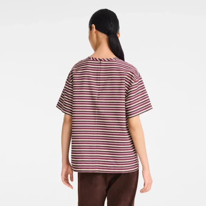 Burgundy – Striped poplin T-shirt Burgundy – Striped poplin T-shirt
