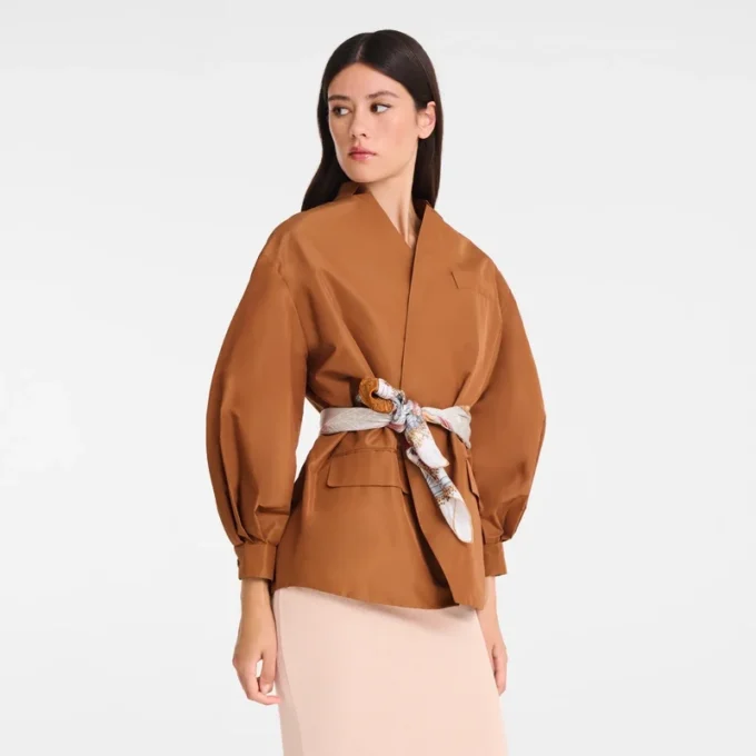 Cognac – Technical taffeta Kimono jacket