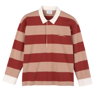 Cream/Coral – Striped jersey Polo shirt
