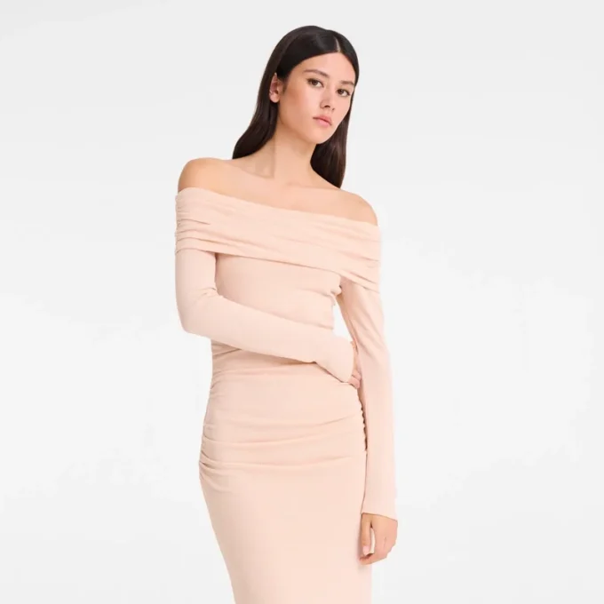 Cream – Crepe jersey Long dress