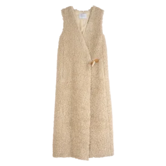 Ecru – Faux fur Long cardigan