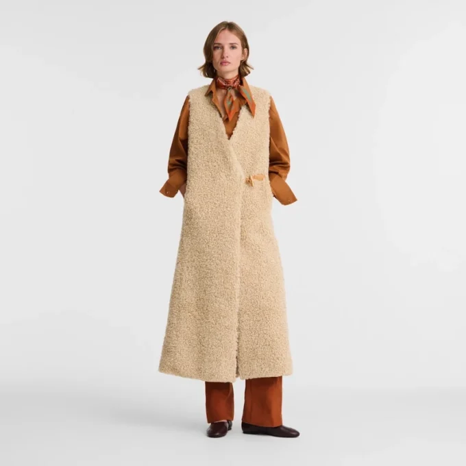 Ecru – Faux fur Long cardigan