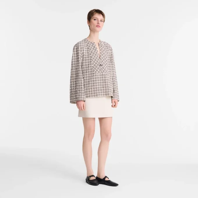 Ecru – Jacquard cotton Blouse