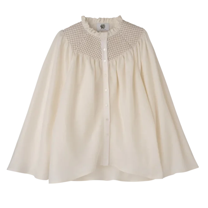 Ecru – Smocked veil Blouse