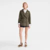 Khaki – Leather Safari jacket