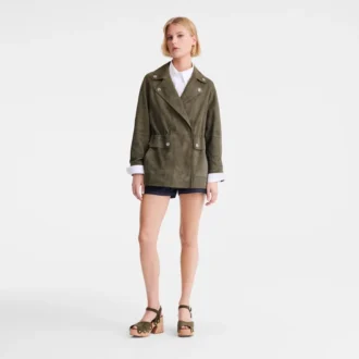 Khaki – Leather Safari jacket