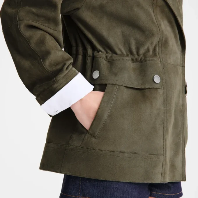 Khaki – Leather Safari jacket