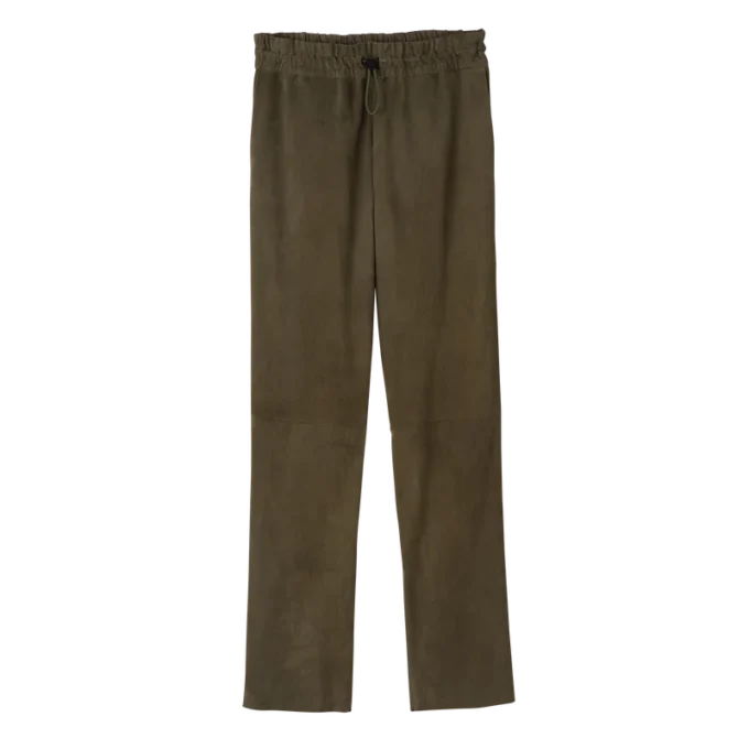 Leather straight pants