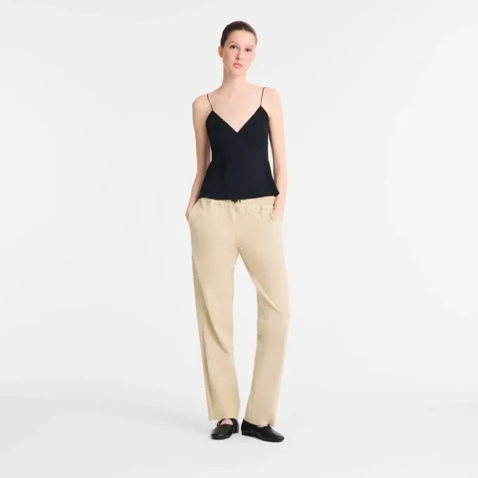 Leather straight pants