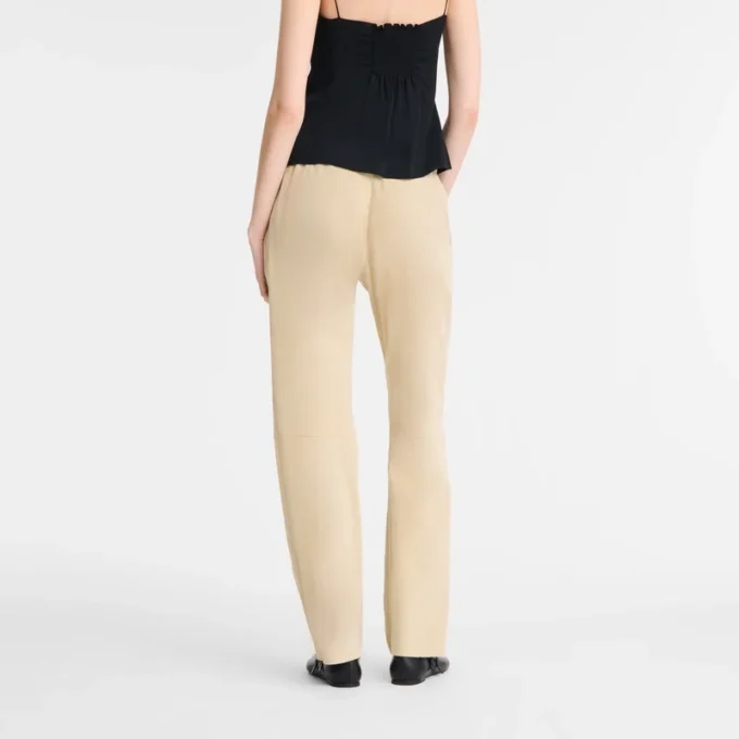 Leather straight pants