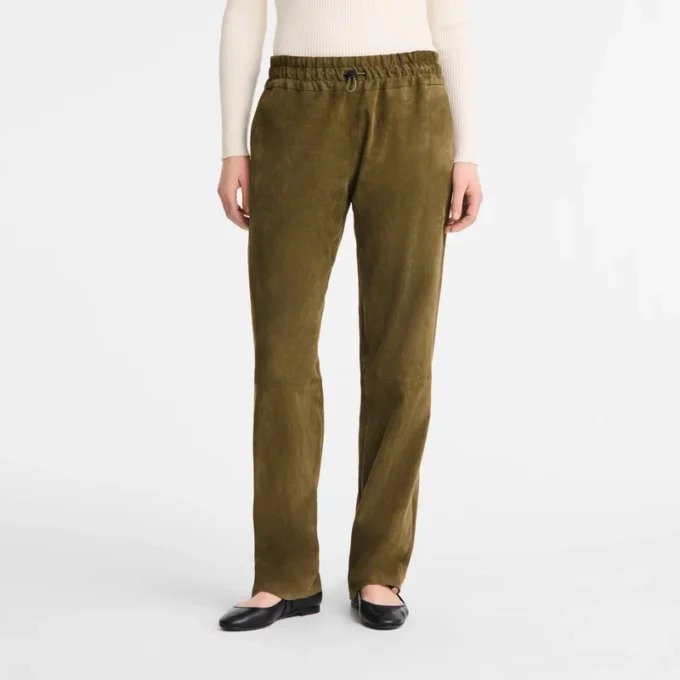 Leather straight pants