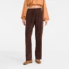 Leather straight pants
