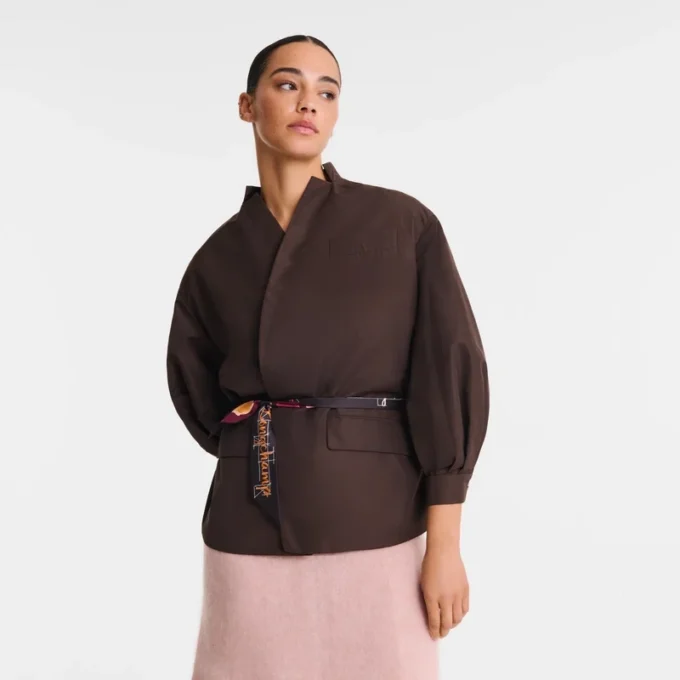 Mocha – Technical taffeta Kimono jacket Mocha – Technical taffeta Kimono jacket