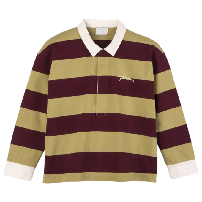 Pistachio/Burgundy – Striped jersey Polo shirt