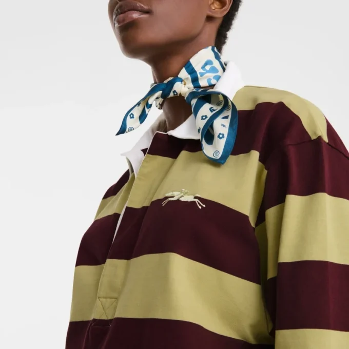 Pistachio/Burgundy – Striped jersey Polo shirt