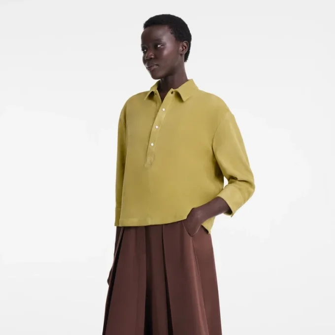 Pistachio – Leather Polo shirt
