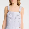 White – Embroidered gabardine Dress