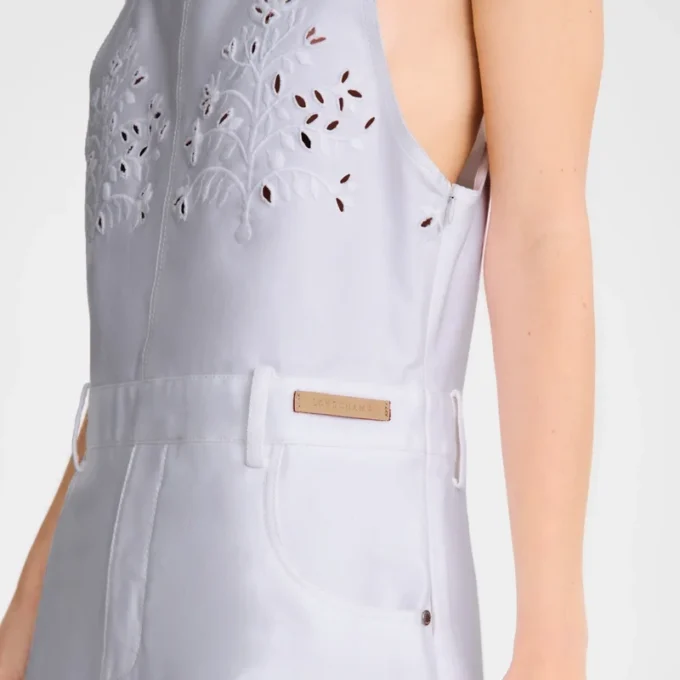 White – Embroidered gabardine Dress